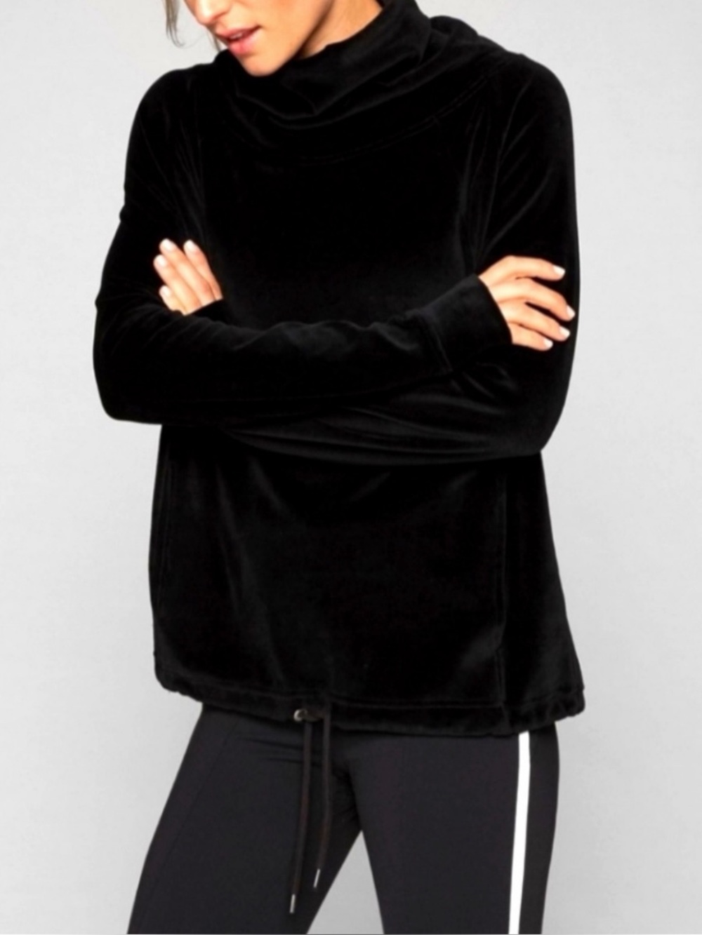 Athleta Velour Sweater Pullover Funnel Cowl Neck - Picture 1 of 6